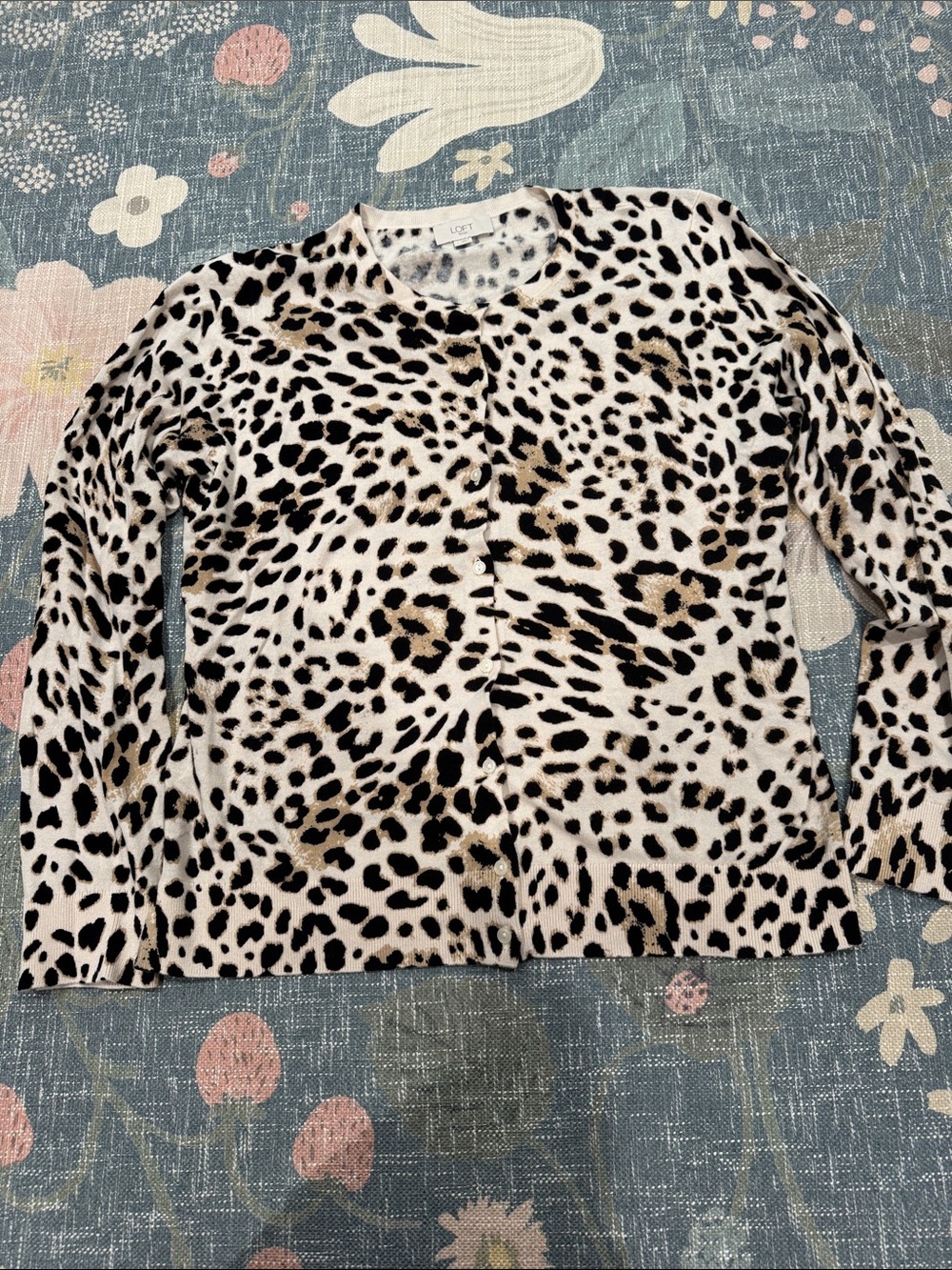 Loft Outlet Animal Print Cardigan Sweater Sz L